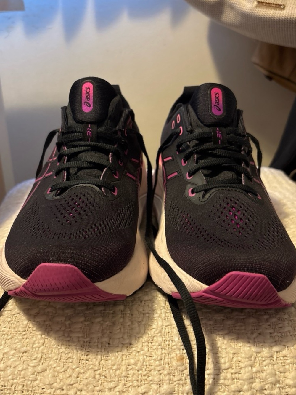 ASICS Black and Pink Women's Athletic Running Shoes